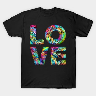 LOVE Rainbow Palms Leaf T-Shirt